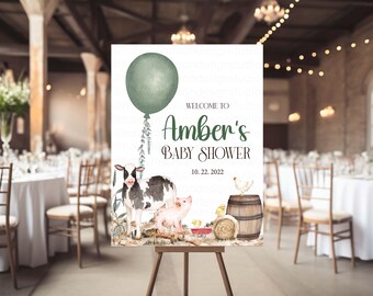Farm Animals Baby Shower Welcome Sign (Digital or Shipped)