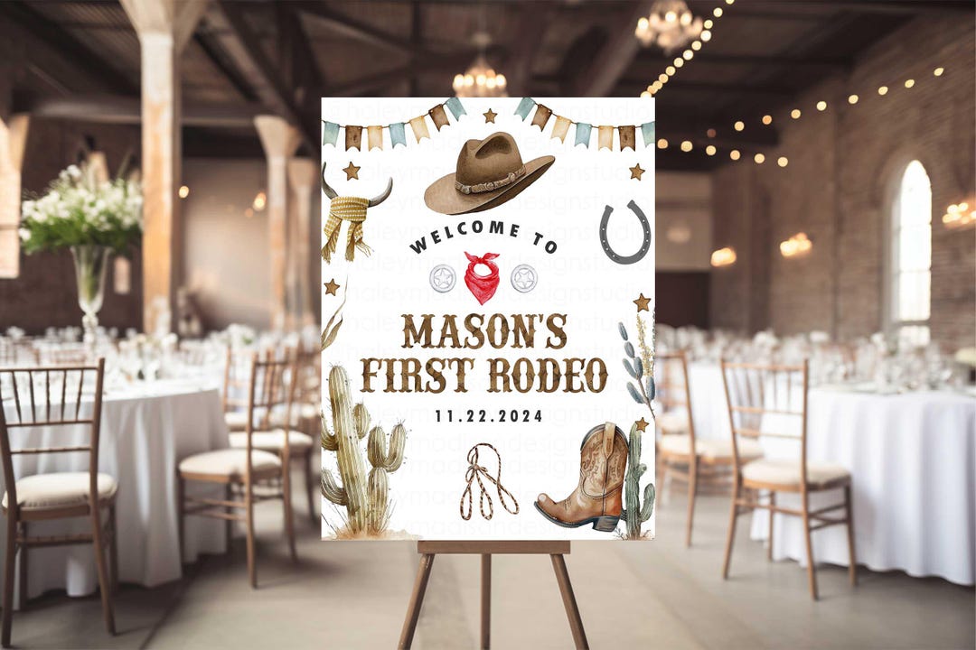 First Rodeo Welcome Sign, Little Cowboy Birthday Party Welcome Sign, My ...