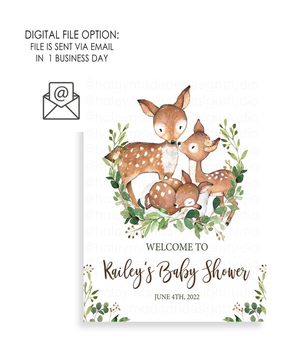 Deer Woodland Baby Shower Welcome Sign, Deer Baby Welcome Sign