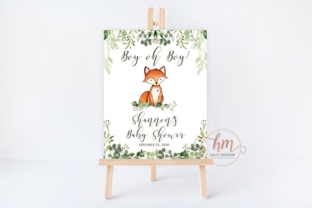 Woodland Welcome Sign Fox Baby Shower Welcome Sign Boy Oh - Etsy