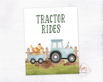 Farm party Tractor Rides Sign, Farm Animals, Tractor Ride Party Sign, Farm Birthday Sign, Barnyard Birthday, Farm Decor, Tractor Party