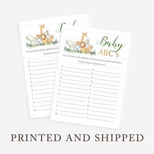 Safari Baby&#39;s ABC game, Jungle Baby Shower game, Baby&#39;s ABC game, Baby&#39;s ABC game, Jungle animals, Jungle baby Printed and Shipped HM952