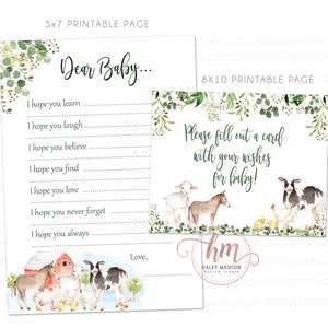 Boerderijwensen voor babykaarten, Beste babykaarten, Boerderij Babyshower wensen voor babyteken, Genderneutraal, Boerderij babyshowerbord, AFDRUKBAAR HM596