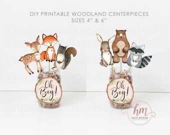 Kit 45 Ritagli Di Carta Animali Del Bosco - Centrotavola, Topper Per Torte, Decorazioni Baby Shower E Compleanni