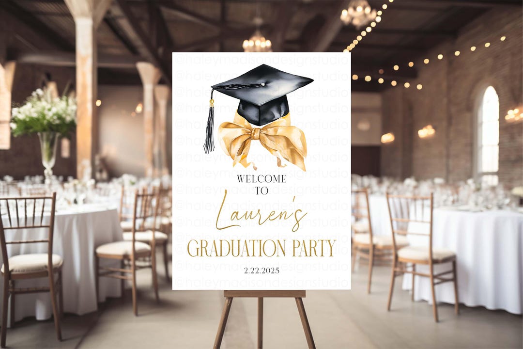 Grad Sing Gold Bow Graduation Party Welcome Sing, Welcome Sign 2025 Graduate Sign ...