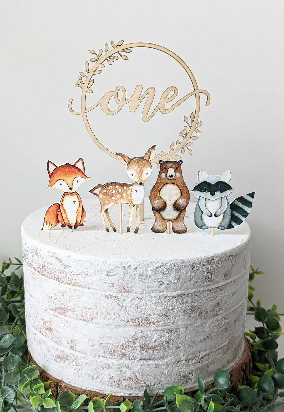 Woodland ONE Cake Topper, Woodland First Birthday Cake Topper, Woodland ...