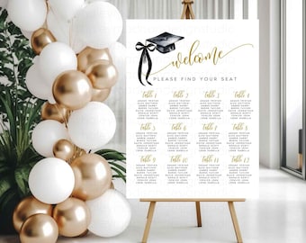 Pink Bow Graduation Seating Chart Editable Download