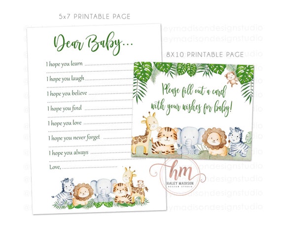 Jungle Wishes for Baby Cards Dear Baby Cards Jungle Baby | Etsy