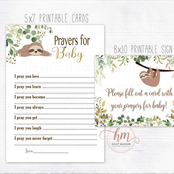 Sloth Baby Shower Prayer - Etsy