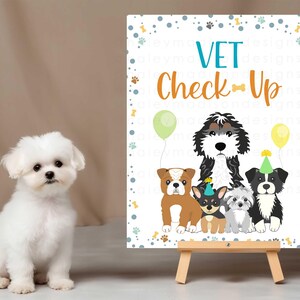 PRINTABEL Puppy Party Vet Check Up Sign, Puppy Vet Check Party Sign, Doggie Theme Birthday Party Sign, Puppy Party Decor Sign