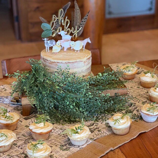 JeVenis Décor De Gâteau De Douche Boho Décor De Gâteau Rustique Oh Baby Décorations En Bois Pour Gâteaux Pour Mariage, Fête De Mariage Et Anniversaire