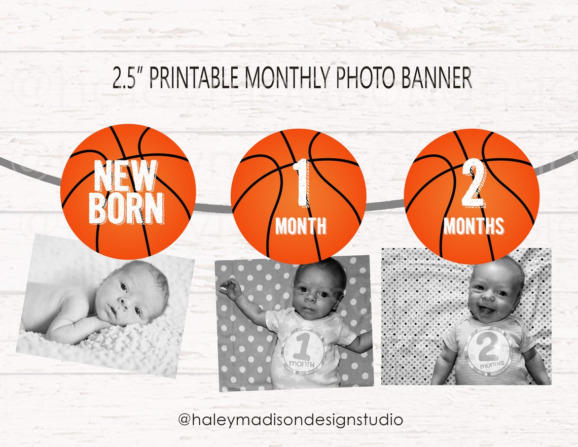 PRINTABLE Basketball Photo Banner Basketball First Birthday | Etsy
