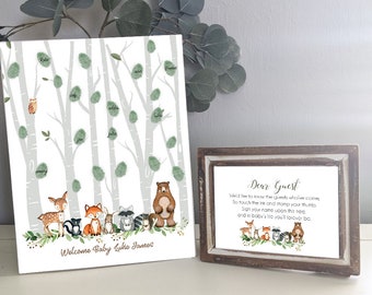 Wald Baby Fingerabdruck, Babyparty Fingerabdruck, Wald Baby Andenken, Wald Baby Andenken, Wald Baby Andenken, Birken Bäume