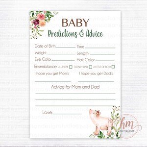 Jeu de conseils et de prédictions pour bébé de ferme florale, jeu de baby shower de ferme, douche de bébé de ferme, jeu de baby shower de ferme FICHIER IMPRIMABLE HM596