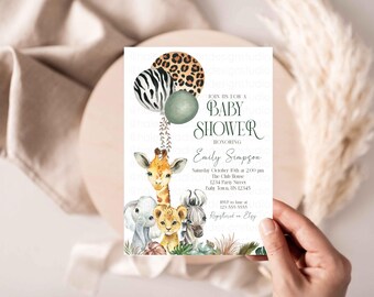 Jungle Baby Shower Invitation, Safari Baby Shower Invitation, Animal Print Baby Shower jungle invitation, Boy Jungle Baby Shower Invitation