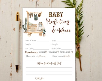 Little Cowboy Baby Predictions and Advice Cards size 5x7, Cowboy themed baby shower games, Cowboy Western party Advice cards