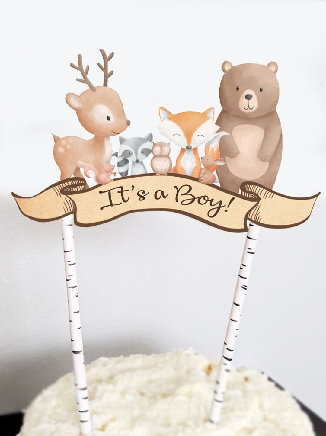 Woodland Cake Topper, Woodland Baby Shower Cake Decoration Woodland