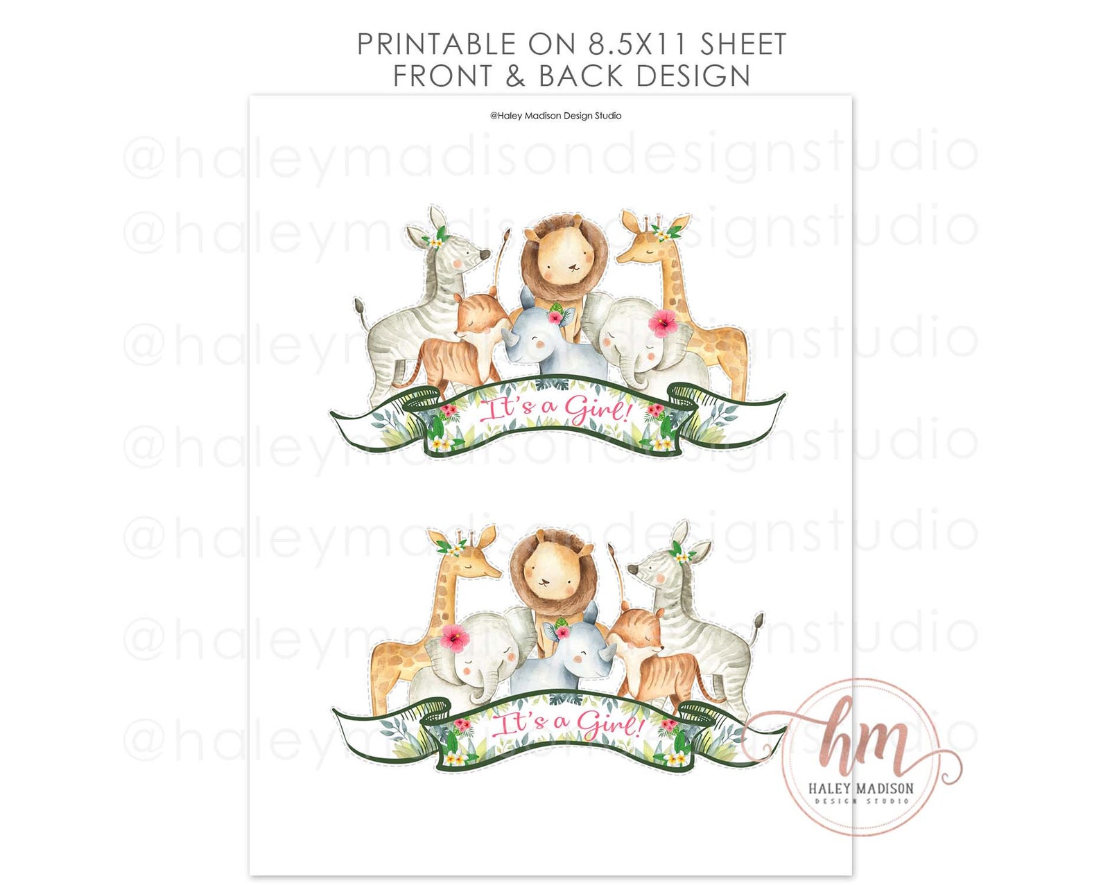 PRINTABLE Jungle Cake Topper Jungle It's a Girl Cake - Etsy
