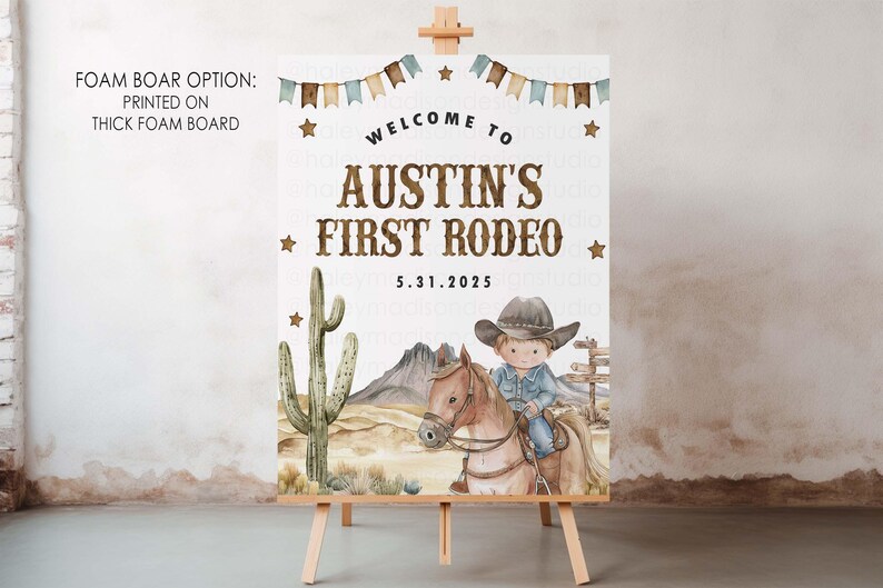 First Rodeo Welcome Sign, Little Cowboy Birthday Party Welcome Sign, My ...