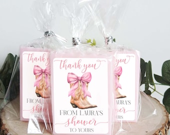Pink Cowgirl soap Favors, Pink Bow Cowgirl Baby shower favors Soap Party Favors Cowboy Boot Birthday Party soap favors Bridal Shower soaps