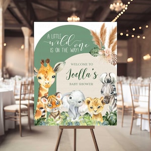Letrero de bienvenida para baby shower de jungla, letrero de bienvenida de safari en la jungla, letrero de baby shower de jungla, baby shower bohemio de género neutro, letrero de jungla, HM952