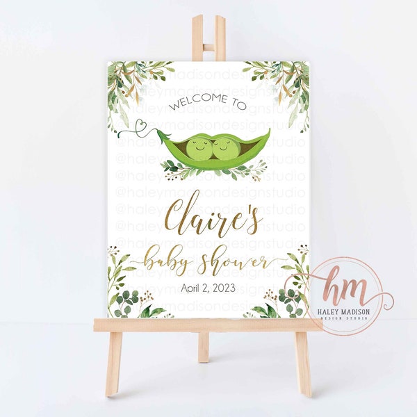 Two peas in a pod Welcome sign, Baby shower welcome sign, Twins baby shower welcome sign, Twins welcome sign, twins sign HM444