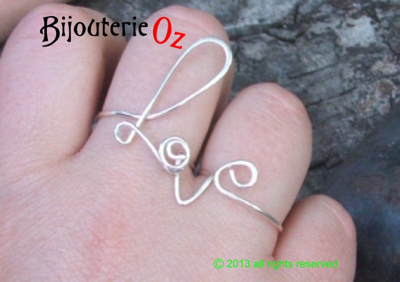 LOVE ring Two Finger ring Double ring Handmade in 925 Sterling Silver by BijouterieOz.