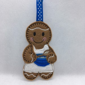 Cake Baking Lady Cook Gingerbread Man Hanging Felt Decoration Christmas Ornament