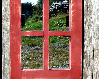 Window frame with mirror