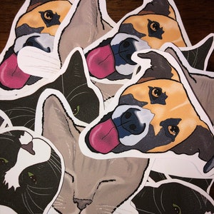 Custom Pet Stickers - hand drawn art of your pet!
