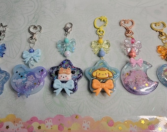 Sailor Scouts / Heart / Moon / Star  Resin Shaker Keychain Charm / Bag Charm