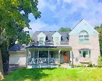 Aquarel Huis Aangepaste, Aangepaste Huis Portret, Eerste Huis, Aangepaste Huis Schilderen, Aquarel Huis, Huis schilderen, Huis Print