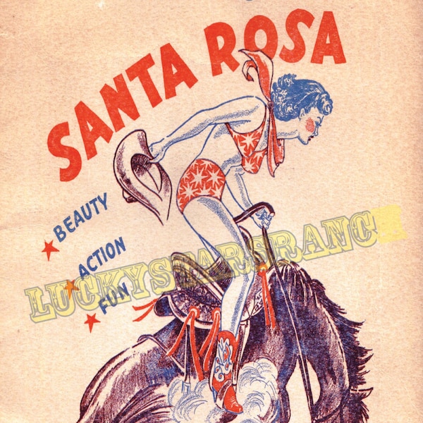 Cowgirl Poster Santa Rosa Round Up Texas Vintage Rodeo Print 18x24