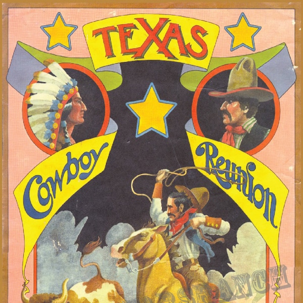 COWBOY Rodeo Poster  Texas Cowboy Reunion 1930 Vintage Poster 18x24