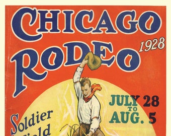 Cowboy Print - Chicago Rodeo 1928 - 18x24