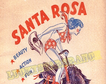 Cowgirl Poster Santa Rosa Round Up Texas Vintage Rodeo Print 18x24