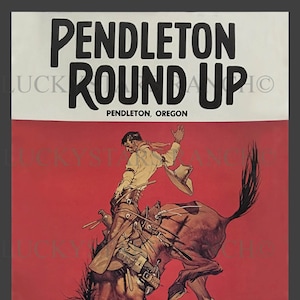 18x24 Pendleton Round Up Let 'er Buck Red Rodeo Poster