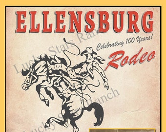 Ellensburg Washington 100 year Rodeo 12x18  Poster Vintage Print