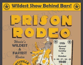 Huntsville Texas Prison  Rodeo 1948- 18x24 Print