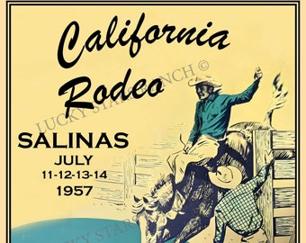 Salinas, CA Rodeo 1957 Poster Vintage Print 12x18