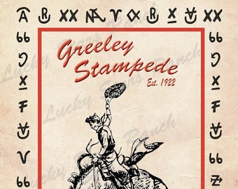 Greeley Stampede Colorado Rodeo  12x18 Vintage Print
