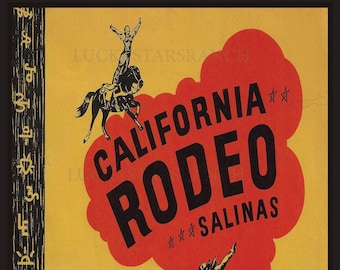 California Rodeo Salinas 1956 Vintage Rodeo Print 12x18