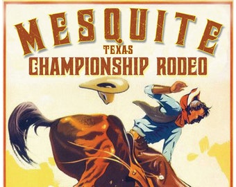 Mesquite Championship Rodeo, TExas Poster Vintage Print 12x18