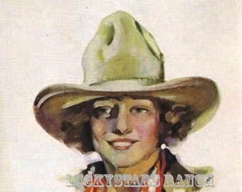 Cowgirl Cowboy Stetson Hat Cowgirl 18x24 Vintage Print