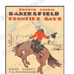 Cowboy Rodeo Poster Bakersfield, CA  Vintage Rodeo Print 18x24