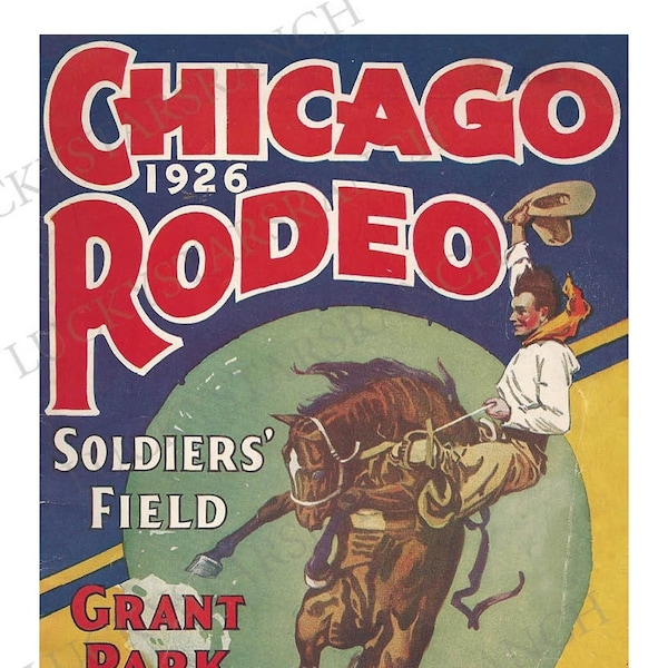 Chicago 1926 Rodeo Cowboy Cowgirl  Rodeo 18x24 Vintage Print Rodeo Cowboy