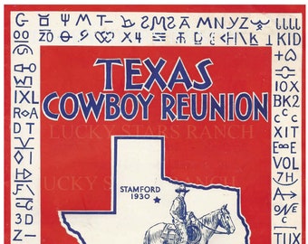 Cowboy Rodeo Poster Texas Cowboy Reunion 1944  Vintage Rodeo Print  12x18