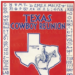 Cowboy Rodeo Poster Texas Cowboy Reunion 1944  Vintage Rodeo Print  12x18