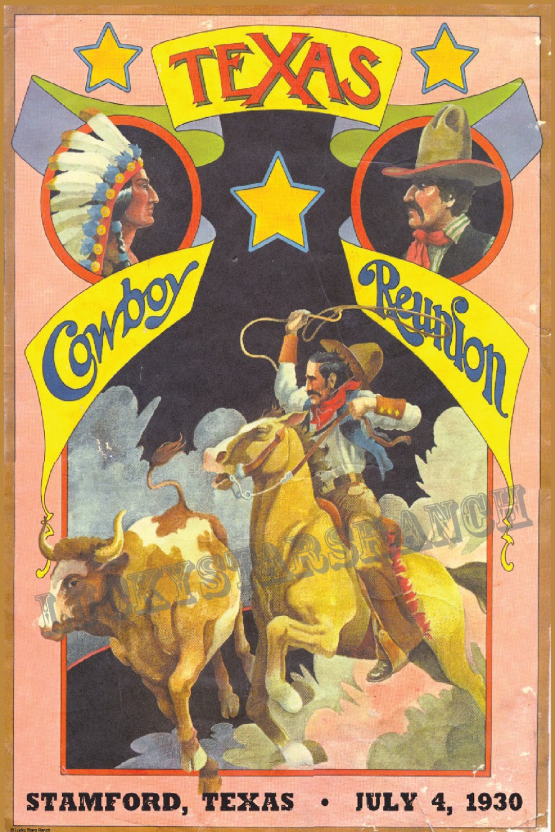 COWBOY Rodeo Poster Texas Cowboy Reunion 1930 Vintage Poster 18x24 Etsy