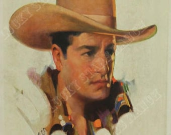 Cowgirl Cowboy Print - Stetson Hat Cowboy - 18x24